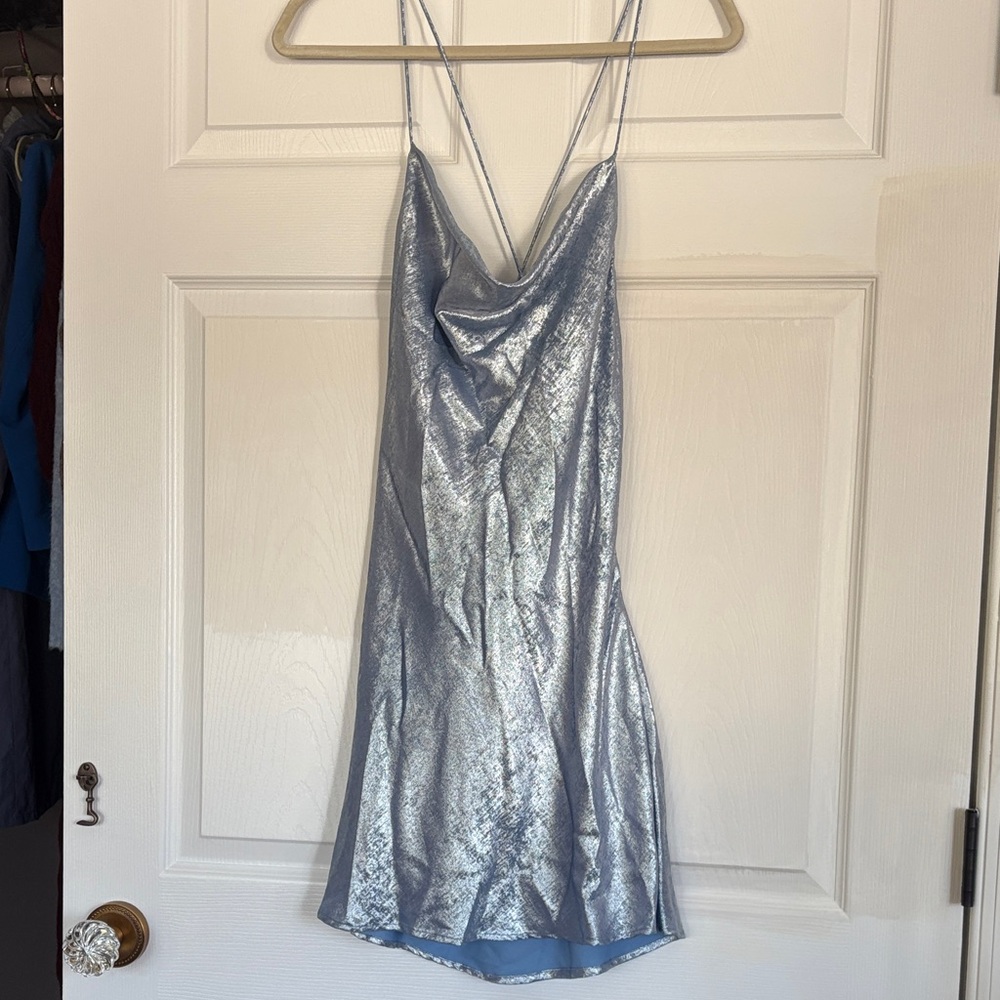 Metallic Silver Strappy Dress